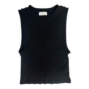 Aritzia Azure Skies Black Cropped Ribbed Tank Top